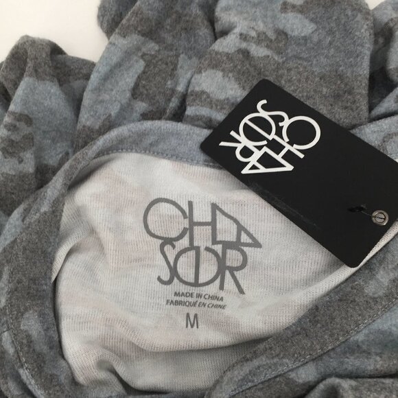 Chaser gray soft sweatshirt camo shirt top fleece blue women new Medium M - Picture 4 of 4